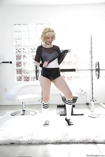 Proxy Paige – Thick Blonde Strips Off Her Sport Outfit and Spreads Hairy Holes in Socks
