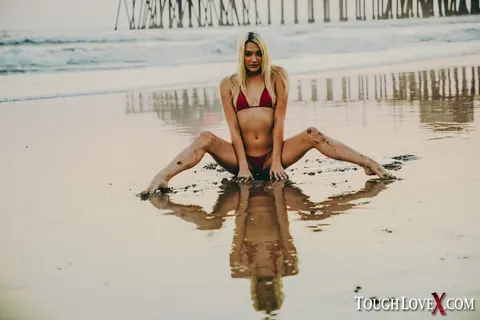 Kenna James: Blonde PAWG Models Bikini and Shorts on the Beach Before Anal – photo 10 of 20