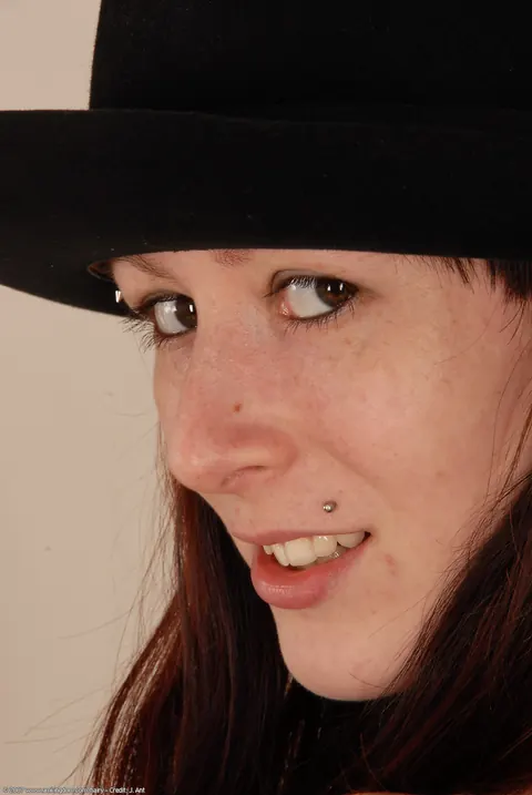 Redhead with Piercings Spreads Her Hairy Pussy – photo 8 of 21