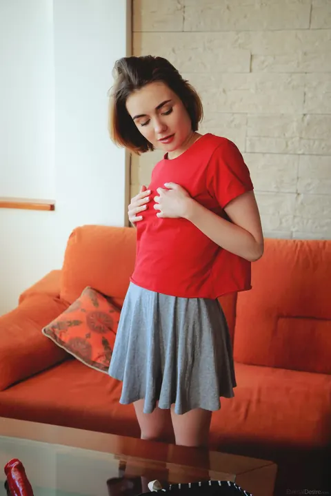 Alice Shea: Petite Ukrainian Brunette Fingers and Uses a Dildo in a Skirt – photo 3 of 21