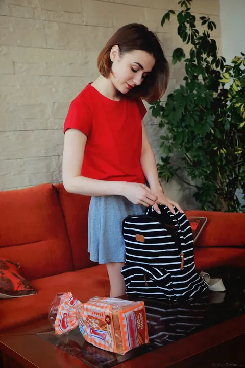 Alice Shea: Petite Ukrainian Brunette Fingers and Uses a Dildo in a Skirt – photo 2 of 21