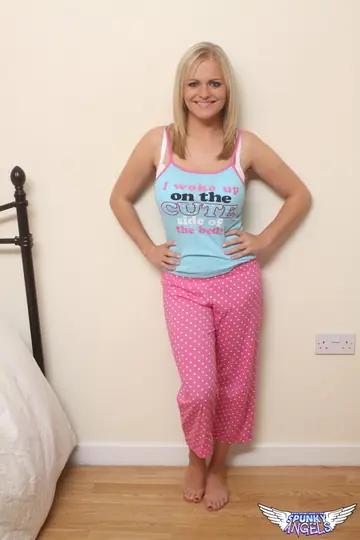 Blonde Strips Off Her Panties and Reveals Her Big Natural Tits