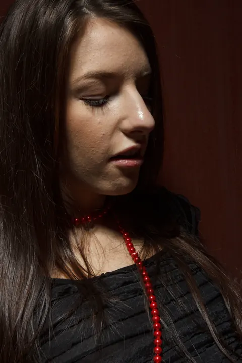 Laura S: Petite Redhead Masturbates in Stockings and a Dress – photo 8 of 21