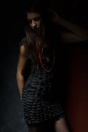 Petite Redhead Masturbates in Stockings and a Dress