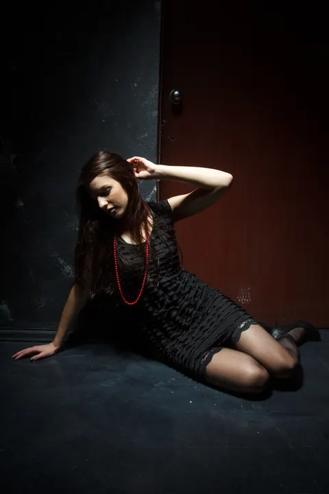 Laura S: Petite Redhead Masturbates in Stockings and a Dress – photo 2 of 21
