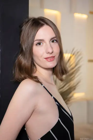 Slim Short-Haired Brunette Spreads Her Pussy Wide