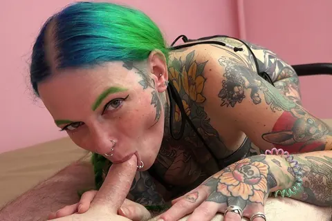 Vibe Ryder: Tattooed Brunette MILF Sucks Cock POV Until He Cums – photo 1 of 21