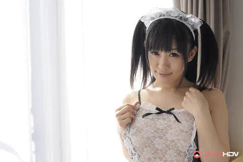 Yui Kyouno: Busty Asian Maid Undresses and Spreads Her Shaved Pussy – photo 2 of 15