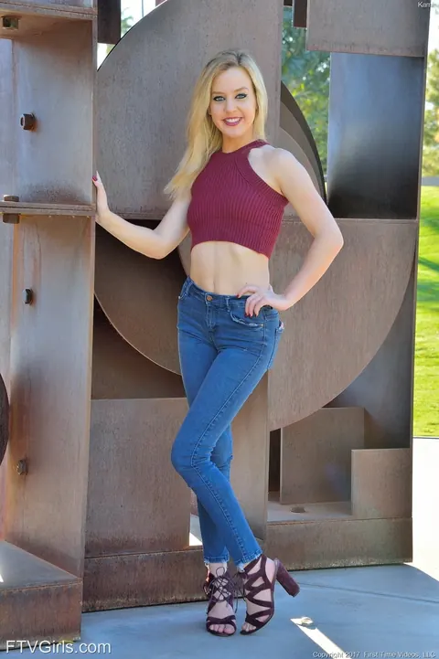 Petite Blonde Poses in a Bikini and Bodysuit Outdoors – photo 3 of 21