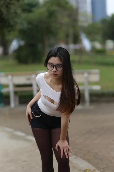 Petite Asian Brunette Strips Out of Her Tight Jeans Outdoors – photo 10 of 21