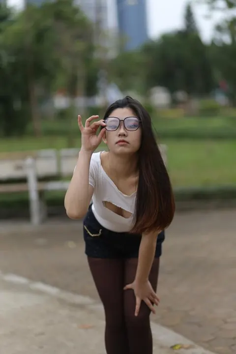Petite Asian Brunette Strips Out of Her Tight Jeans Outdoors – photo 15 of 21