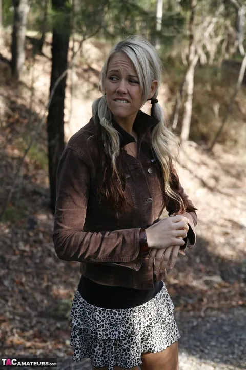 Aussie Jewel: Tall Blonde in Pigtails Flashes Her Big Tits Outdoors – photo 3 of 16