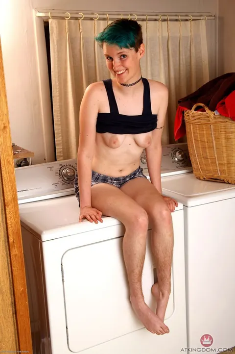 Thick Short-Haired Woman Pulls Down Her Shorts to Show Her Hairy Pussy – photo 5 of 21