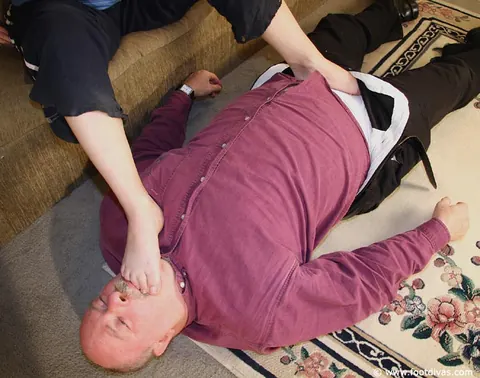 Brunette Dominates Older Man with Foot Play – photo 5 of 15