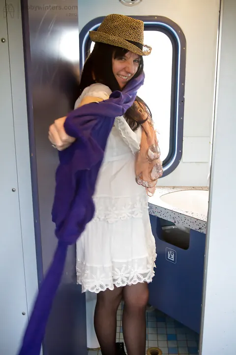 Samantha Jane: Busty Brunette MILF Fingers Her Pussy in Public – photo 10 of 16