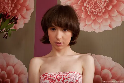 Short-Haired Brunette in Socks Spreads Her Hairy Pussy – photo 1 of 16