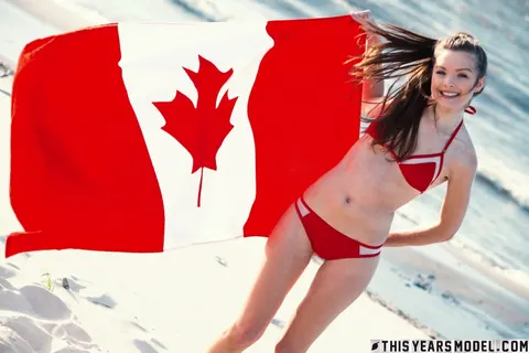 Michelle Jean: Thick Canadian Brunette in Pigtails Poses in a Bikini on the Beach – photo 2 of 15