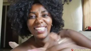 Chubby Ebony Woman Sucks Cock and Fucks Outdoors at a Hotel