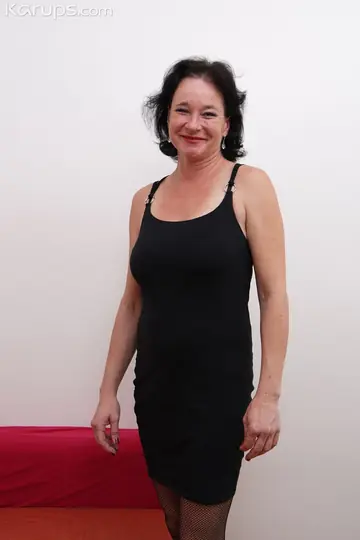 Mature Brunette in Stockings Fingers and Dildos Her Pussy