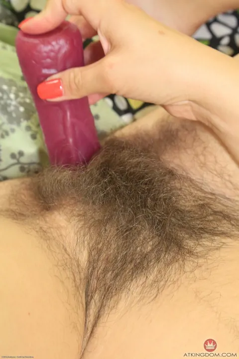 Thick Amateur Bares Her Hairy Pussy and Dildos Deep – photo 15 of 21