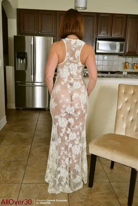 Carissa Dumonde: Short-Haired Brunette MILF Masturbates in the Kitchen – photo 2 of 20