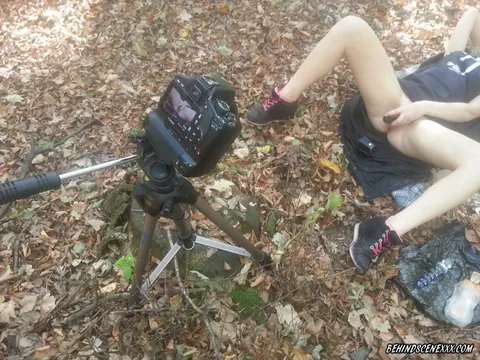 PAWG Masturbates with a Dildo on Leafy Forest Ground – photo 2 of 20
