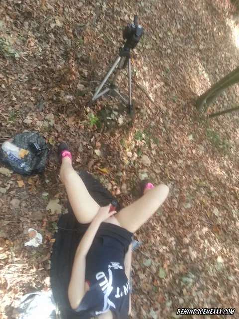 PAWG Masturbates with a Dildo on Leafy Forest Ground – photo 8 of 20