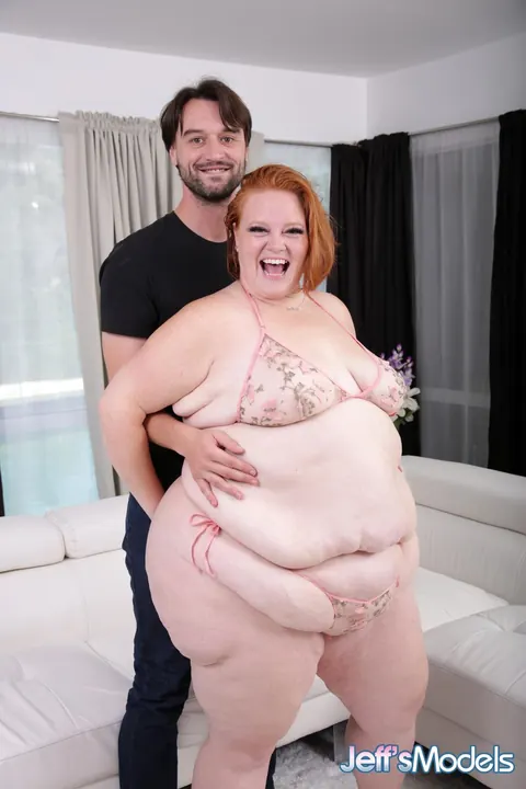 Julie Ginger: Redhead BBW with Big Tits Sucks and Rides on the Sofa – photo 10 of 21