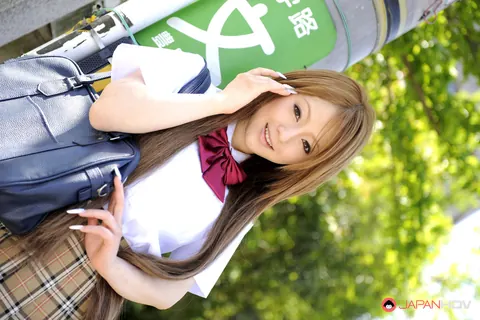 Ria Sakurai: Japanese Redhead Lifts Her Skirt and Flashes Panties Outdoors – photo 4 of 15