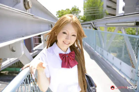 Ria Sakurai: Japanese Redhead Lifts Her Skirt and Flashes Panties Outdoors – photo 12 of 15