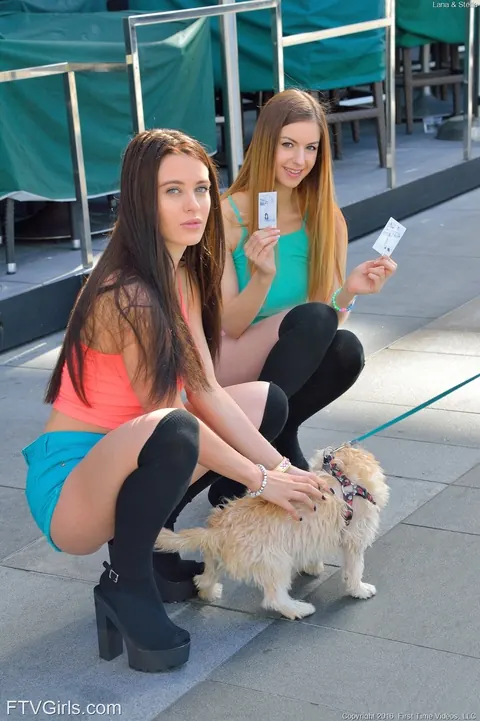 Lana Rhoades: British Brunettes in Shorts Have Lesbian Sex Outdoors – photo 9 of 20