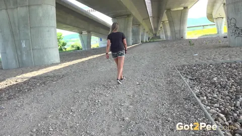 Jenna Lovely: Blonde in Shorts Spreads and Pisses Under Overpass – photo 15 of 15
