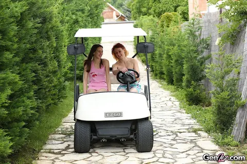 Candy Sweet: Blonde and Brunette Hungarians Have Lesbian Sex in a Golf Cart – photo 3 of 21