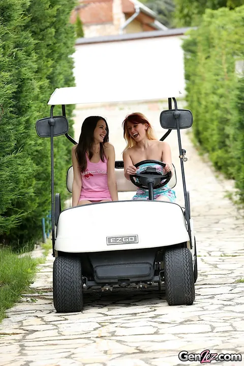 Candy Sweet: Blonde and Brunette Hungarians Have Lesbian Sex in a Golf Cart – photo 2 of 21