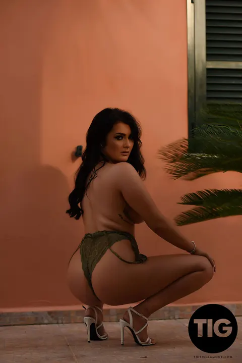 Ashleigh Gee: British Brunette with Big Natural Tits Poses Outdoors in a Sheer Bodysuit – photo 14 of 21