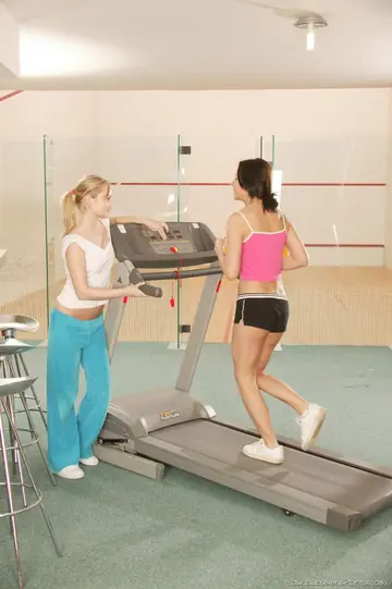 Sonia Red – Blonde and Brunette Lesbians Use a Dildo in Shorts at the Gym