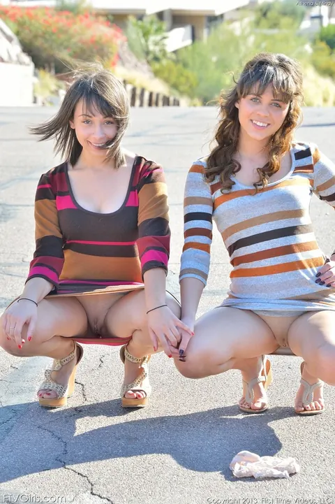 Blair Summers: Brunette Latinas Lift Skirts and Spread Asses Outdoors – photo 5 of 16