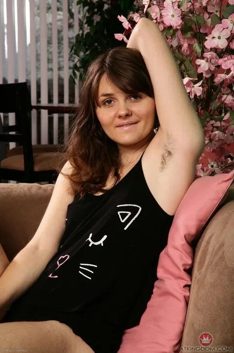Briar Rose: Slim Brunette Pulls Her Panties Aside to Spread Her Hairy Pussy – photo 1 of 20