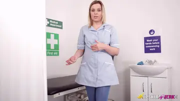 Thick Blonde MILF Nurse Strips Out of Her Stockings and Panties on Medical Bed