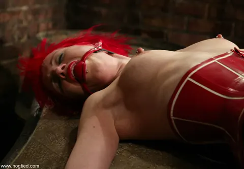 Kory Vixen: Redhead with Piercing Bound and Toyed with a Dildo – photo 15 of 21