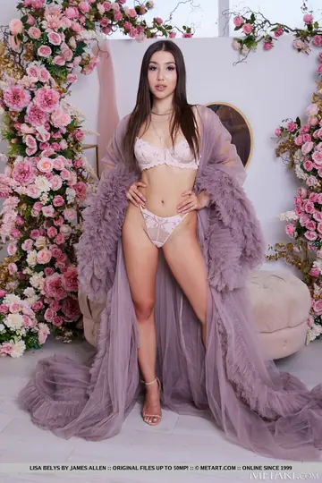 Brunette with Natural Tits Strips Out of Her Lingerie and Spreads Her Pussy