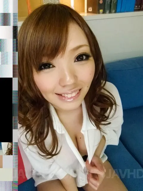 Megu Kamijo: Busty Japanese Redhead Takes Two Men for a Titjob and Facesitting – photo 2 of 15