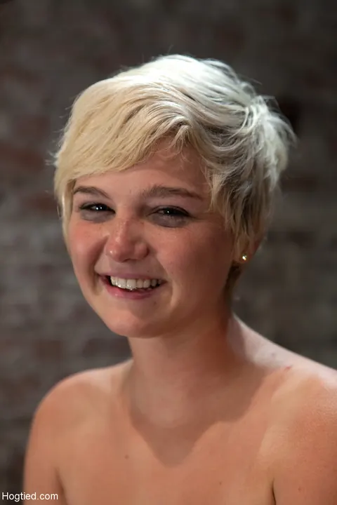 Chloe Camilla: Short-Haired Blonde MILF with Natural Tits Hogtied in Bondage – photo 21 of 21