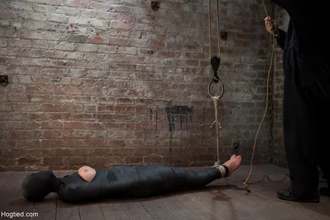 Chloe Camilla: Short-Haired Blonde MILF with Natural Tits Hogtied in Bondage – photo 9 of 21