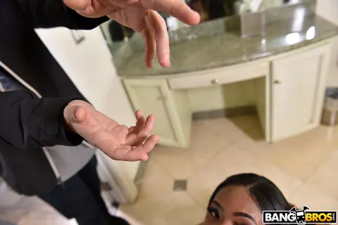 Sarah Banks: Petite Ebony Babe Frees Enhanced Tits for Sex with a Partner – photo 11 of 21