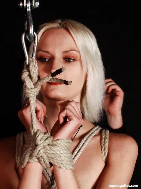 Blonde Woman Bound in Rope Restraints for BDSM – photo 5 of 21