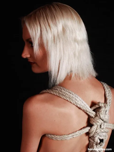 Blonde Woman Bound in Rope Restraints for BDSM – photo 4 of 21