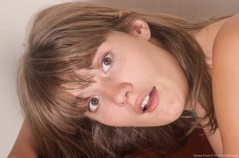 Emma Frost: Thick Brunette Pulls Down Her Shorts and Spreads Her Hairy Pussy in Knee Socks – photo 1 of 13