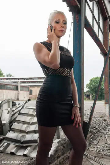 Blonde Czech MILF Dominates Bound Man Outdoors