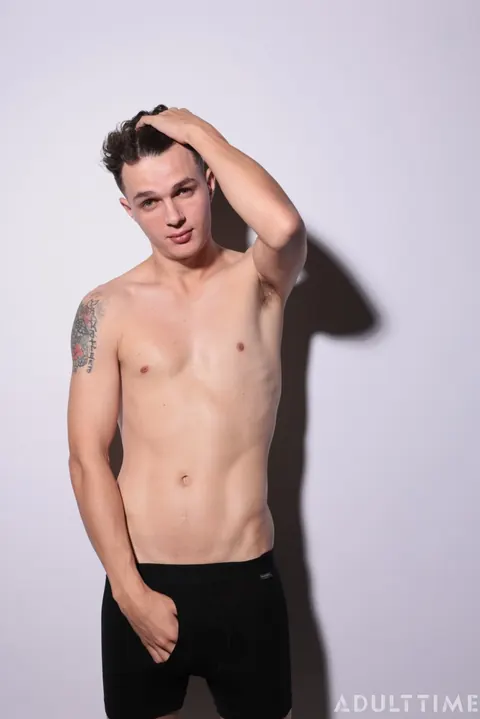 Brunette Guy Strips Naked and Strokes His Cock – photo 8 of 21